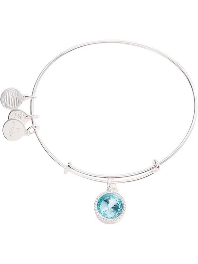March Shiny Silver Birthstones Expandable Bangle Crystal Charms